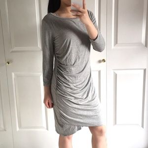 Gibson - Heather Grey Ruched Midi Dress